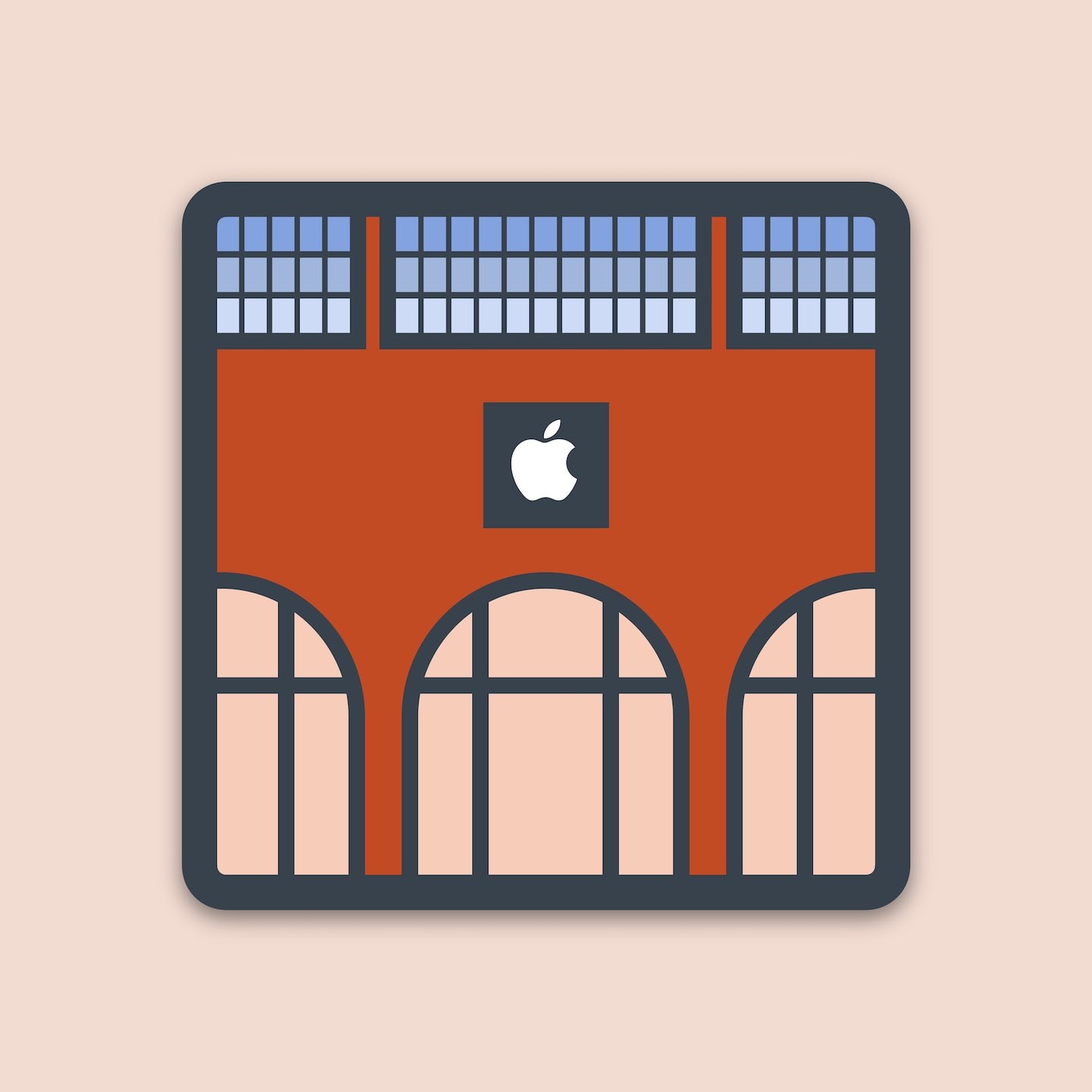 A minimalistic illustration of the front of the Williamsburg Apple Store.