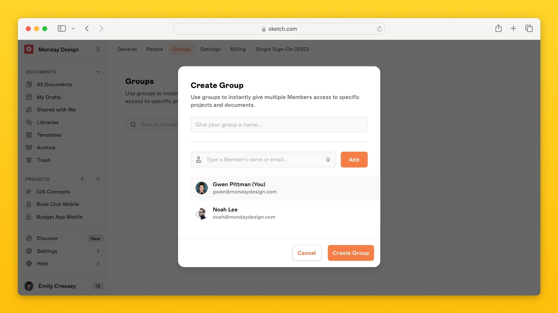 Permissions groups