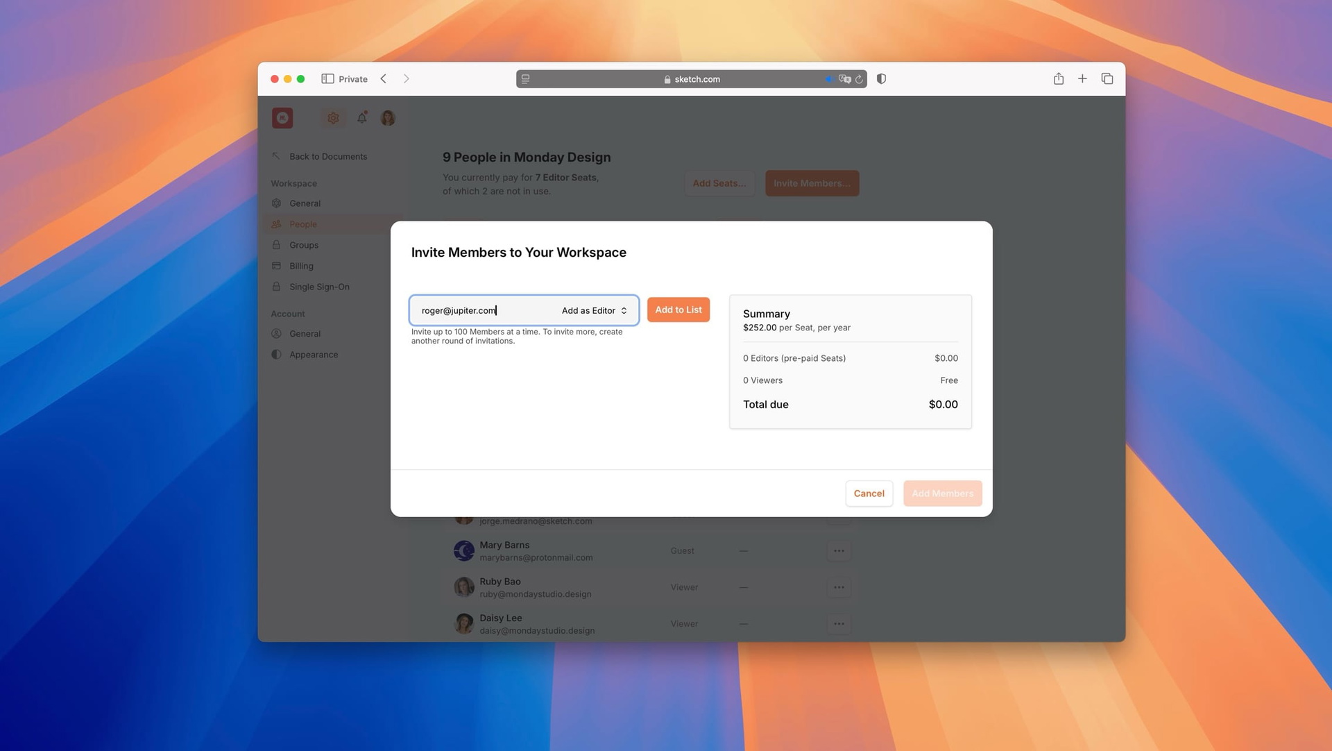 An existing user creates a new Workspace.