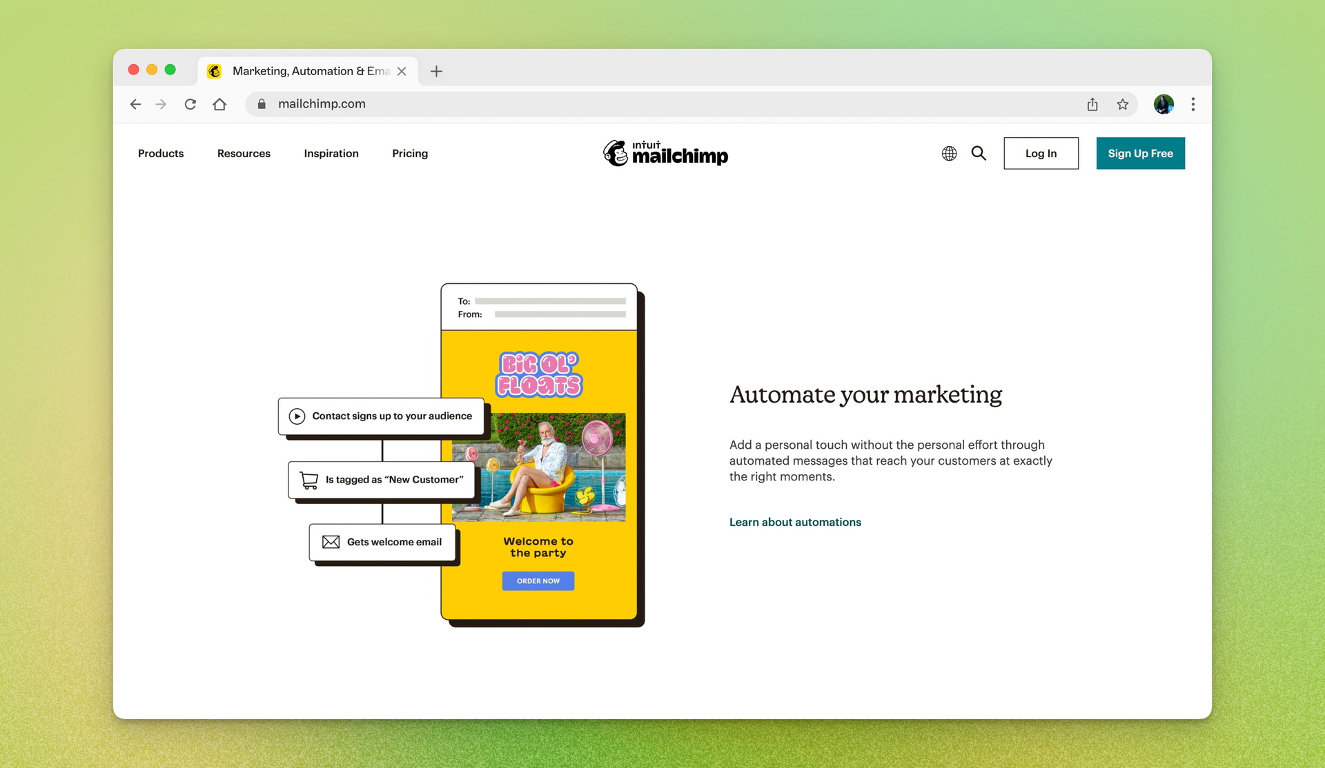 Screenshot of Mailchimp’s homepage