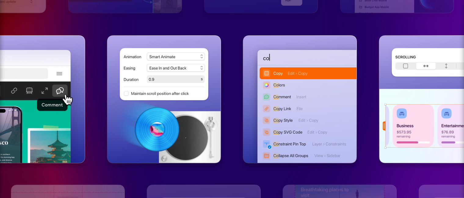 An animation showing a carrousel of features shipped in 2024.