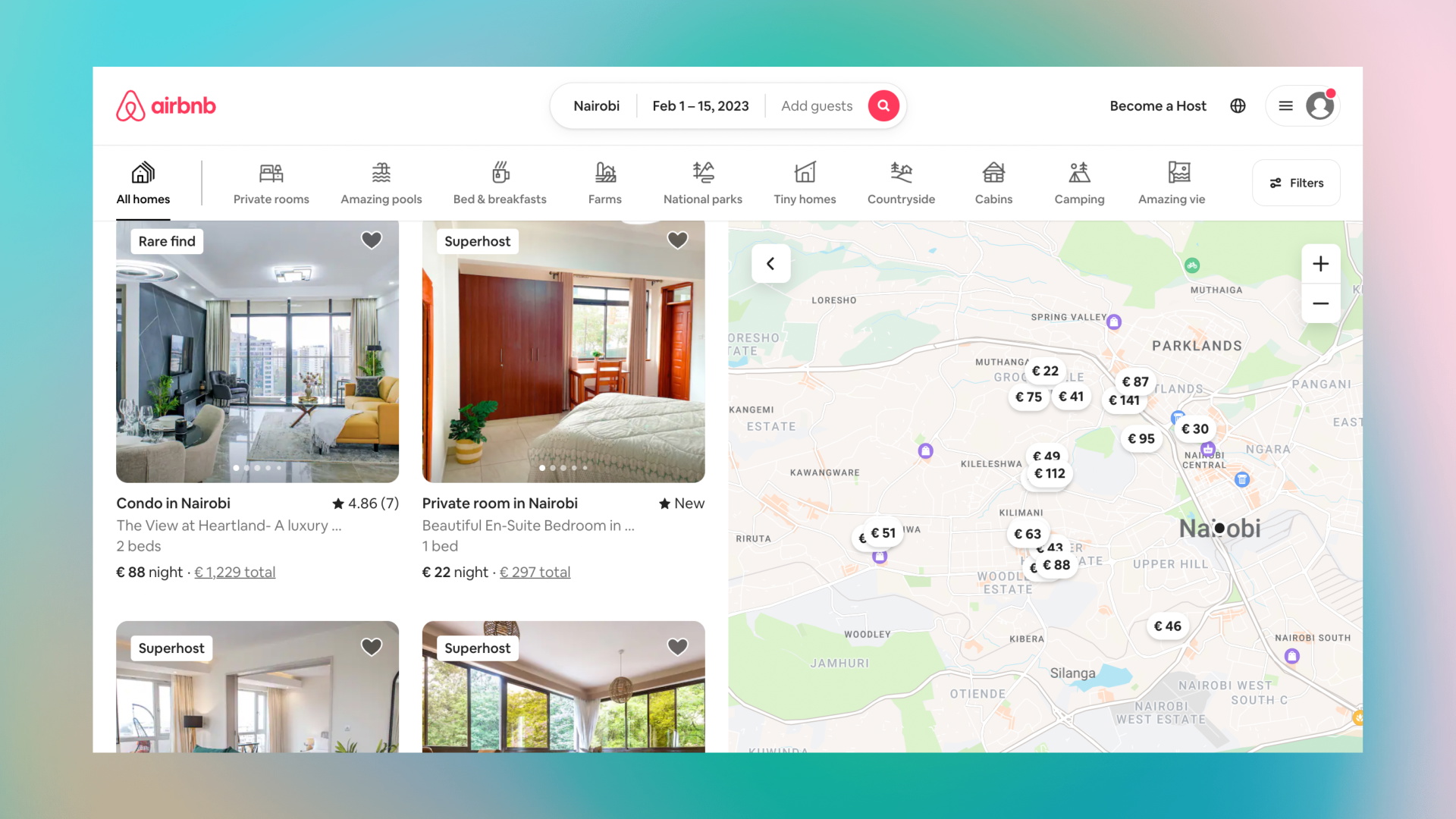 A screenshot of AirBnB’s user interface.