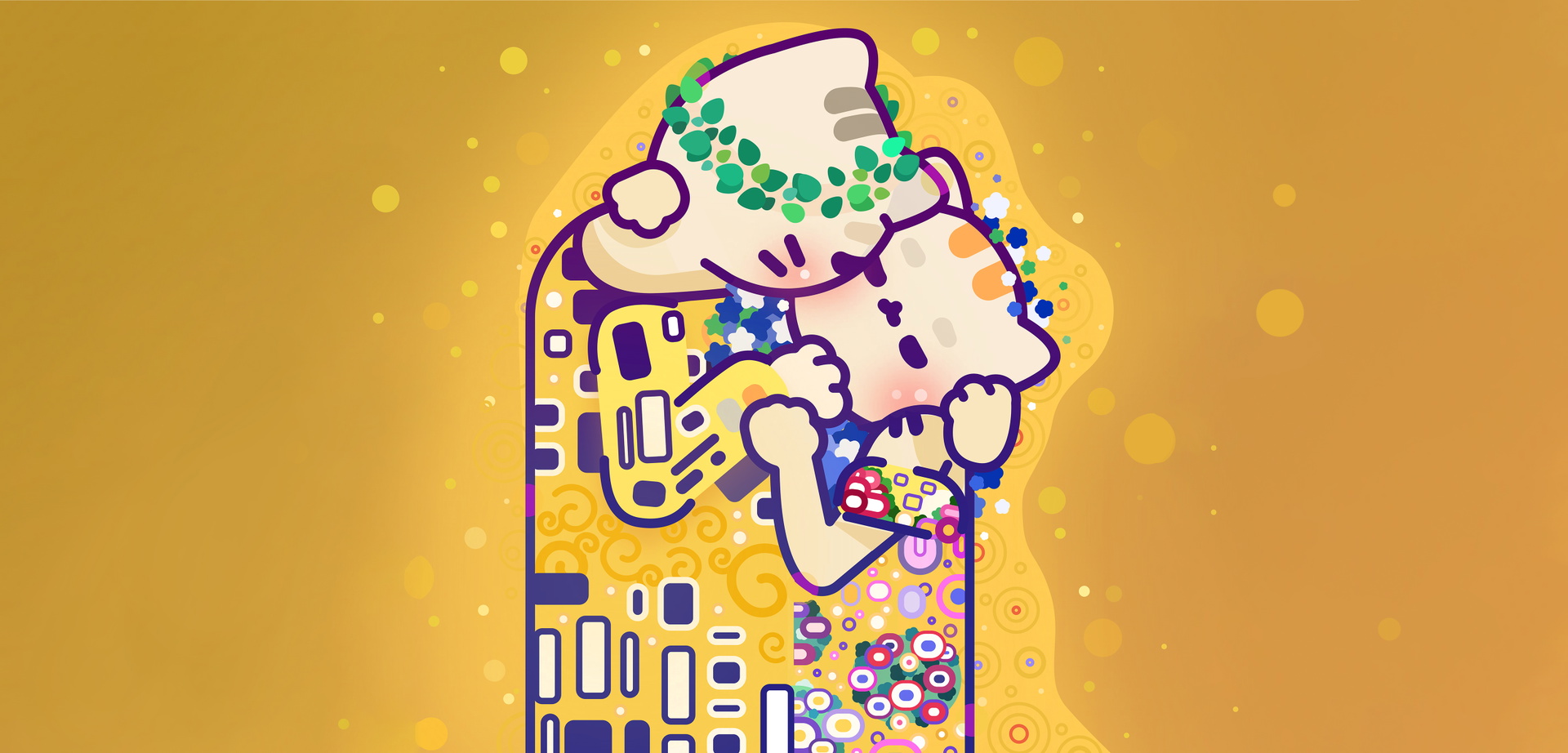 Image showing Viviane Valenta’s illustration recreating Gustav Klimt’s The Kiss