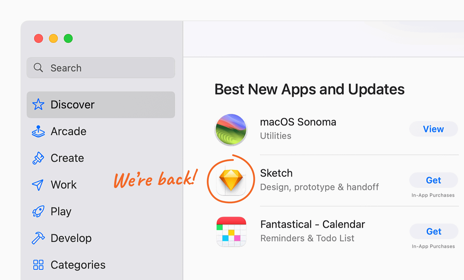 A screenshot showing the Sketch icon in the Mac App Store.