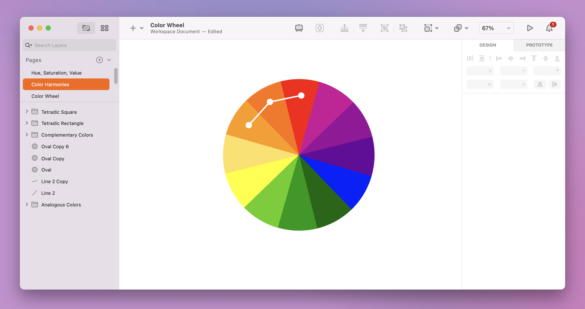 An image representing an analogous color harmony on the color wheel.
