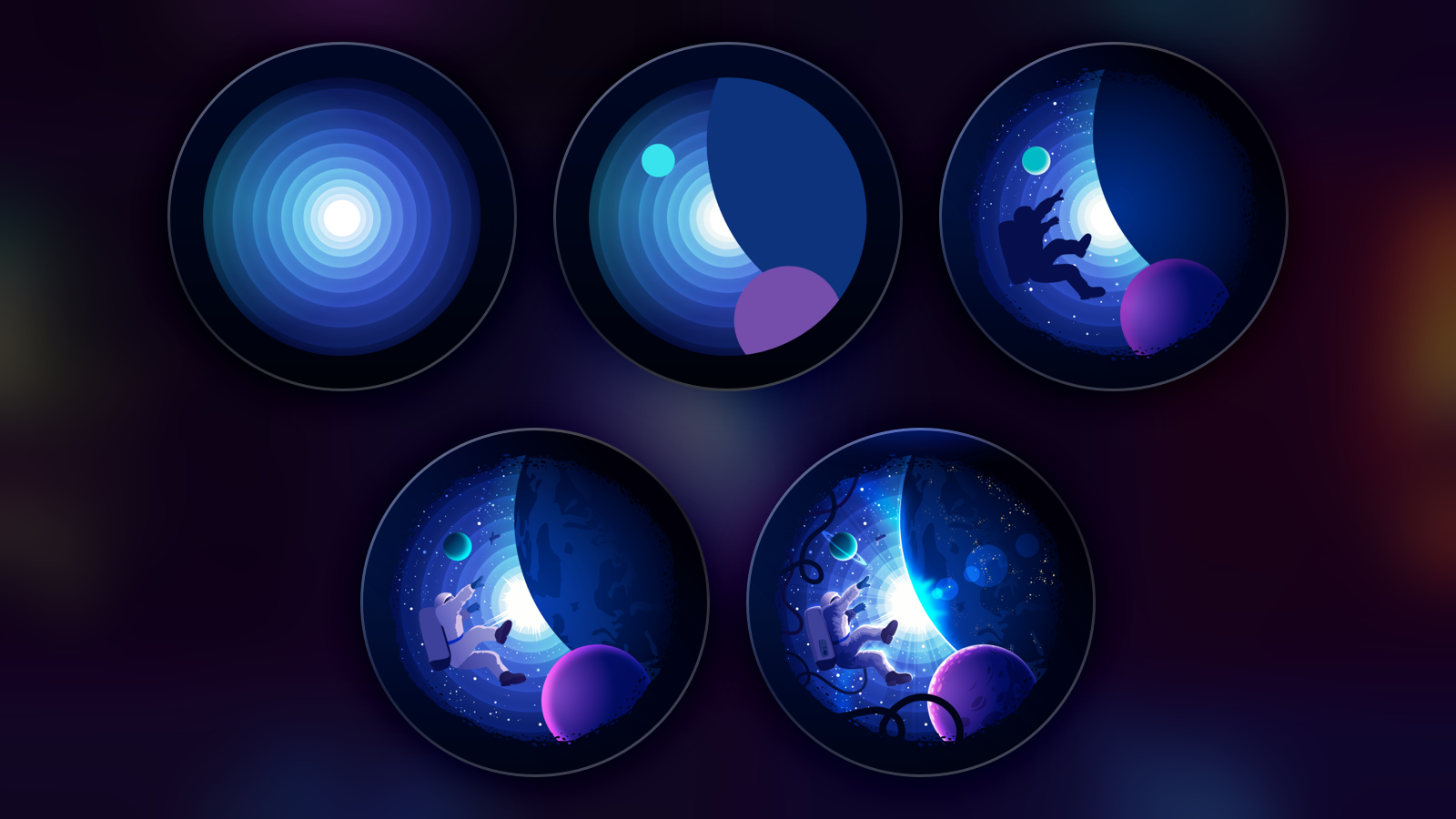 An image showing the evolution of Andrey’s illustration