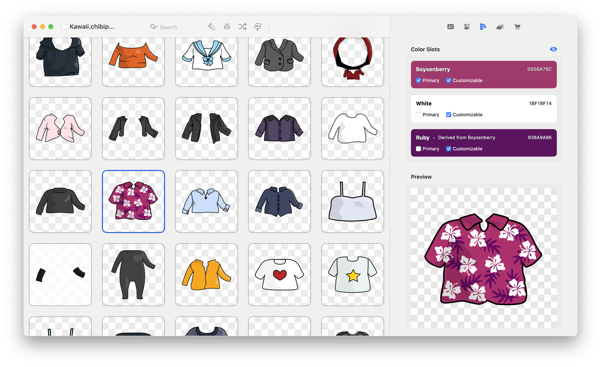 Screenshot of Chibi Studio’s internal tool