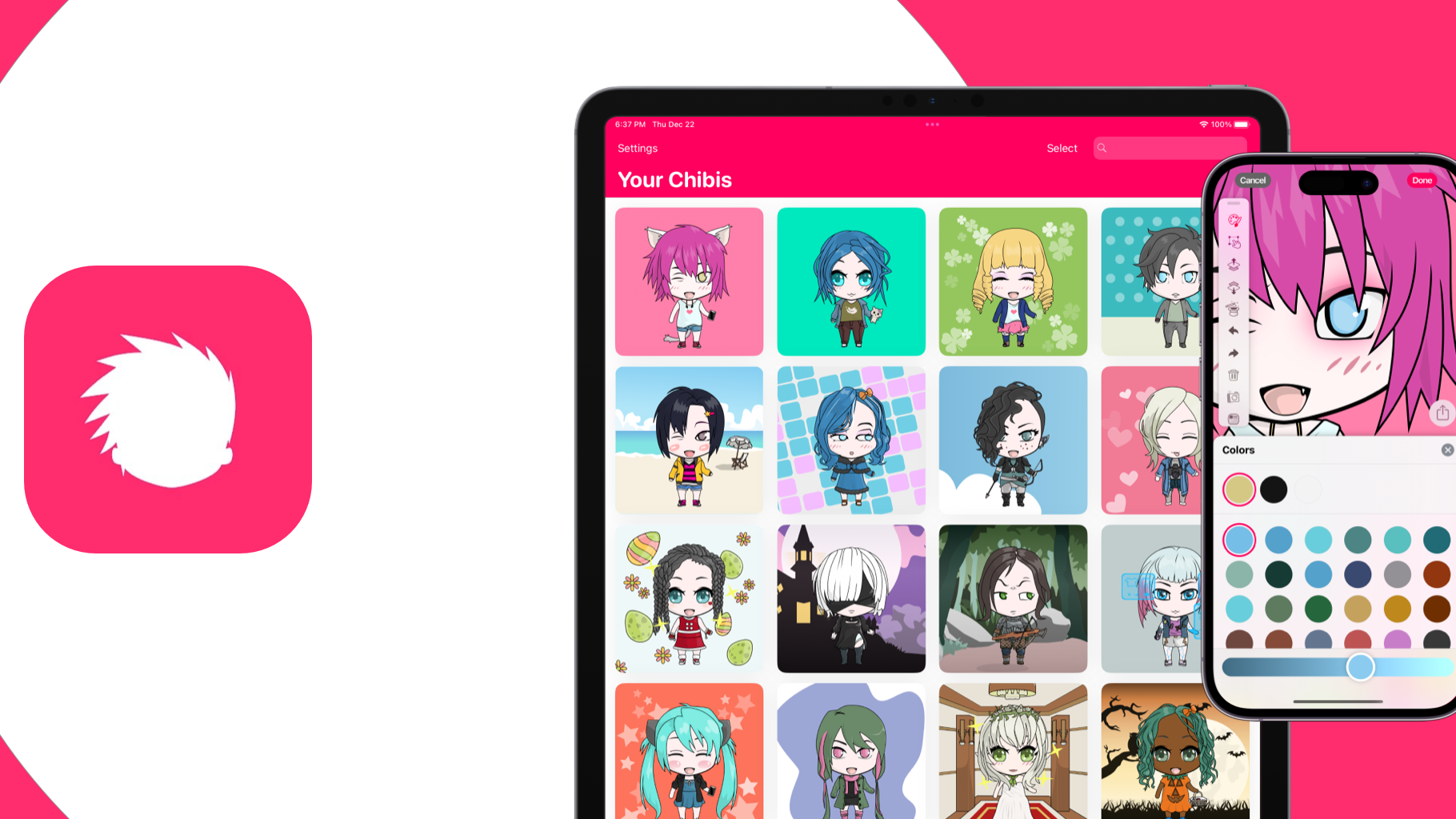 Image of ChibiStudio screens made in Sketch