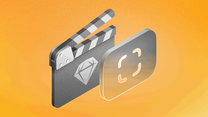 Image showing a Sketch clicker and the Corners icon over a yellow background.