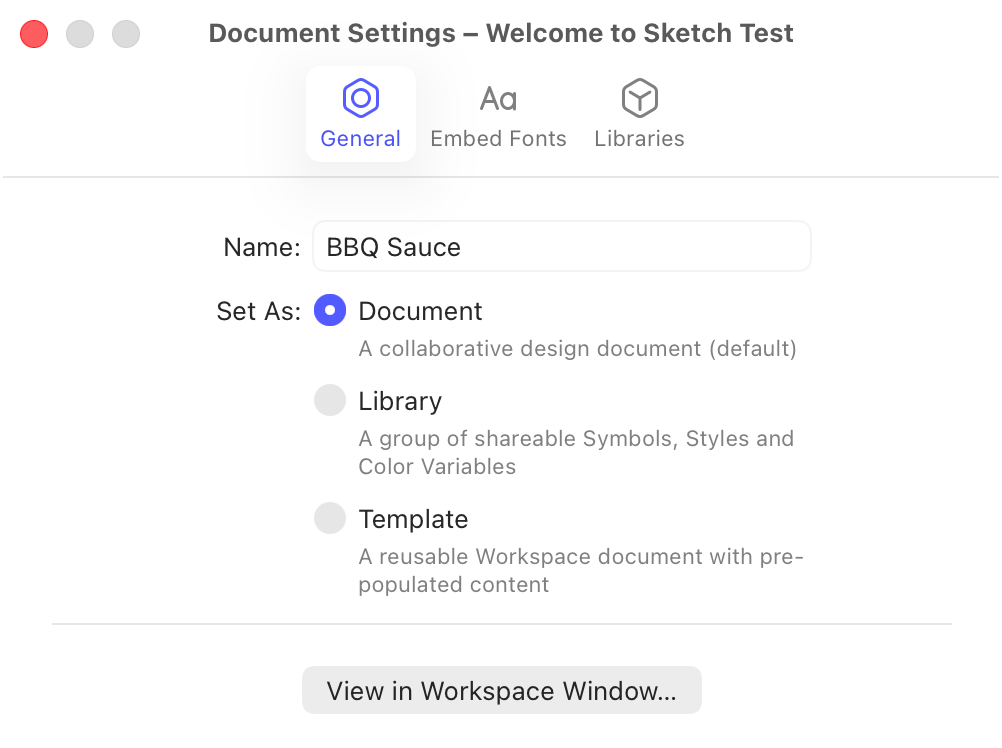 An image showing the General tab in Document Settings.