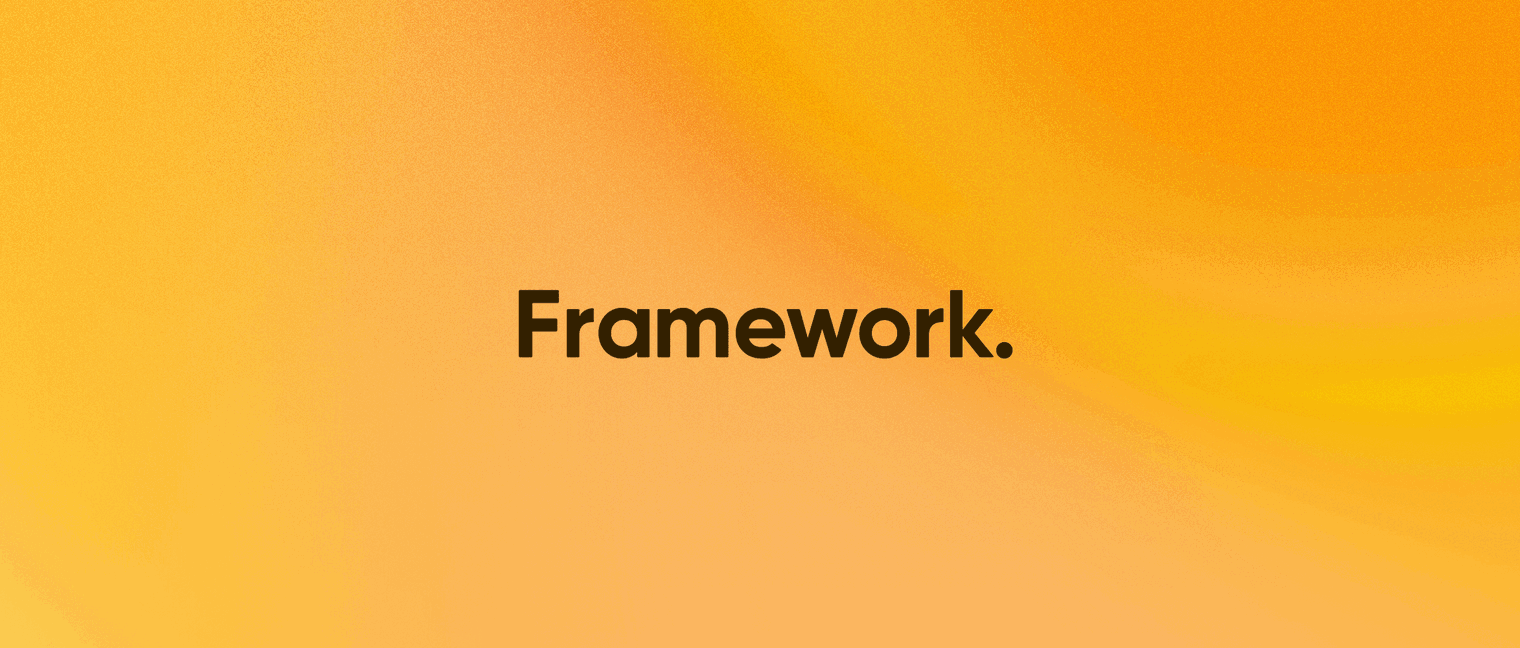 The Framework logo on an orange background