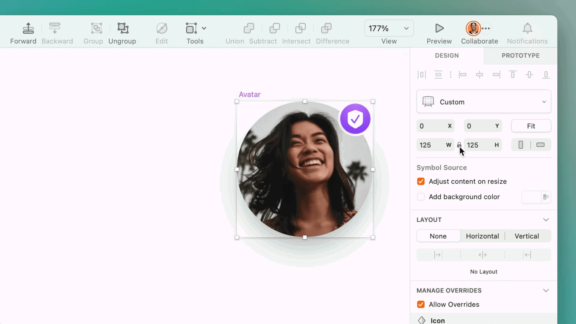 A screenshot showing the new lock option when resizing Artboards in Sketch’s Inspector .