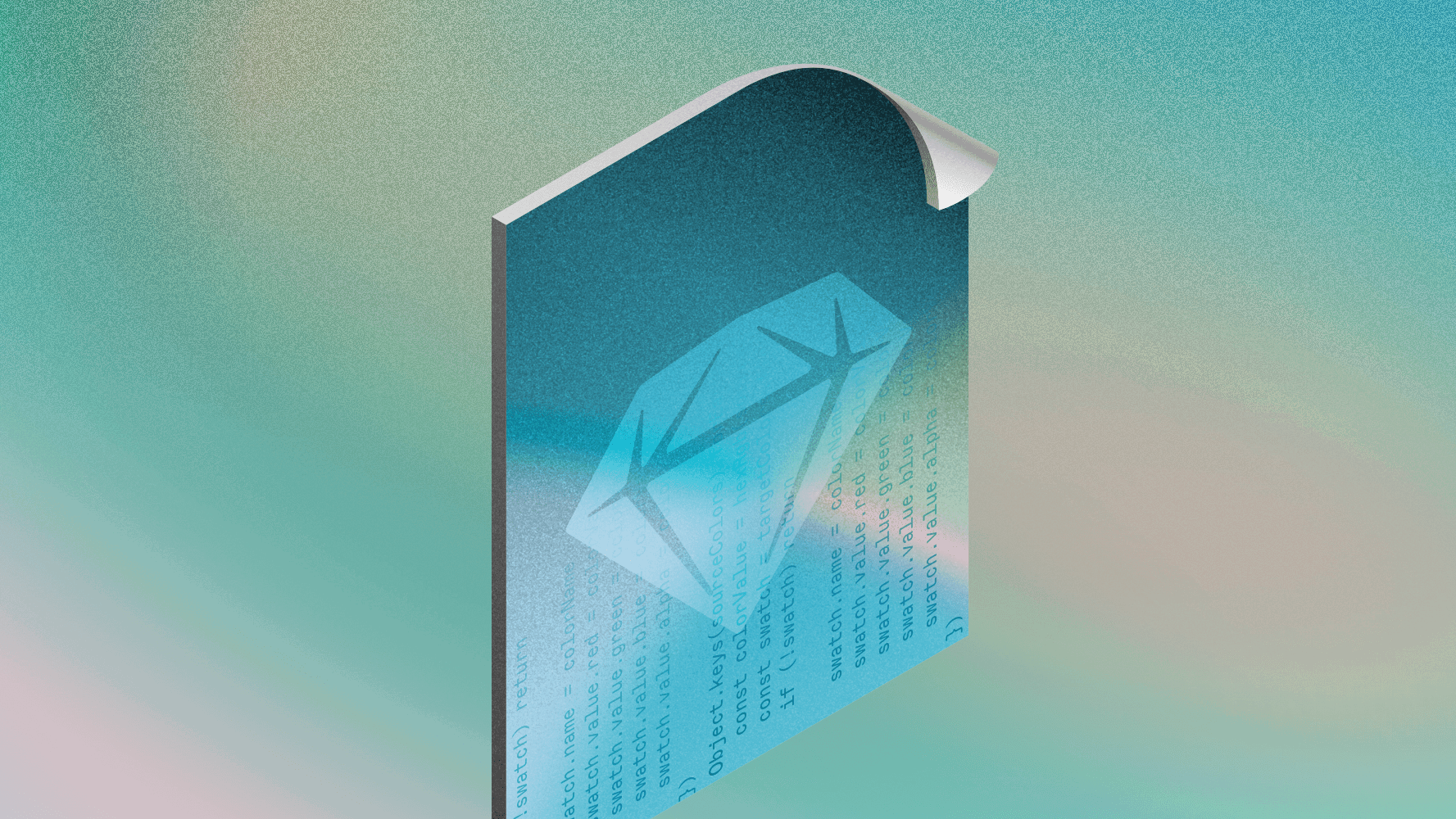 Image showing a an open format file with Sketch icon on top of it, over a teal background.