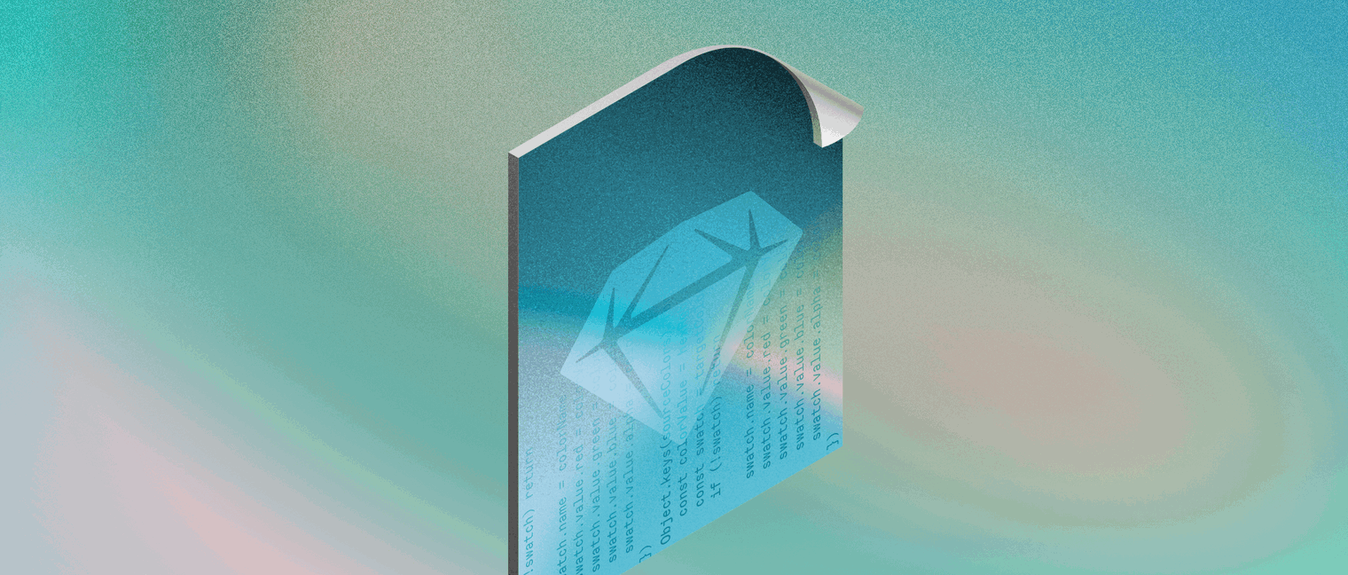 Image showing a an open format file with Sketch icon on top of it, over a teal background.