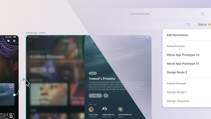 Sharing design work with clients using previews in Sketch