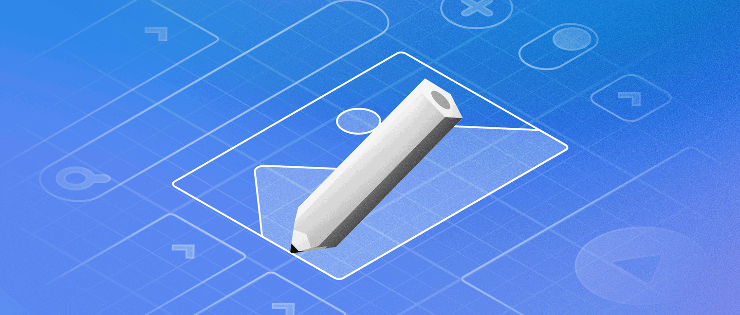 Image showing how to create a wireframe over a blue background.