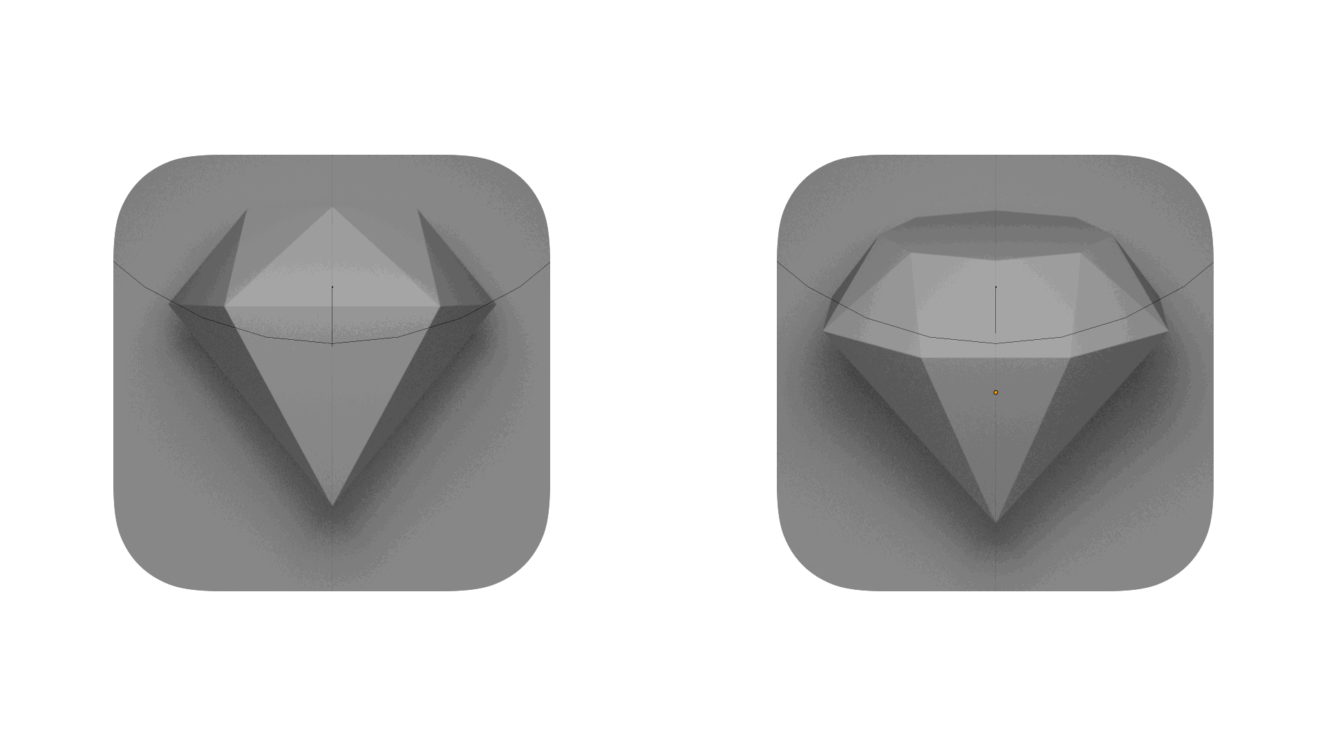 A 3D render of the two diamond shapes that Prekesh worked with during development.