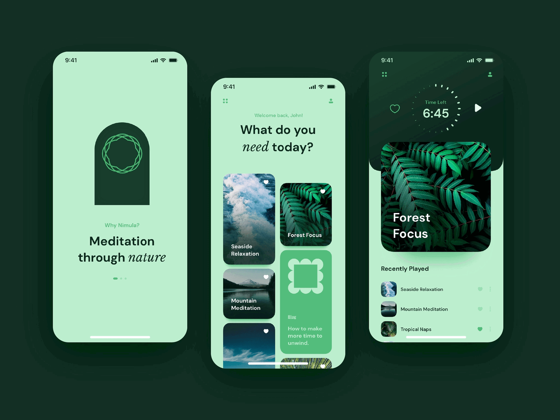 An image showing the design of Lisa‘s meditation app