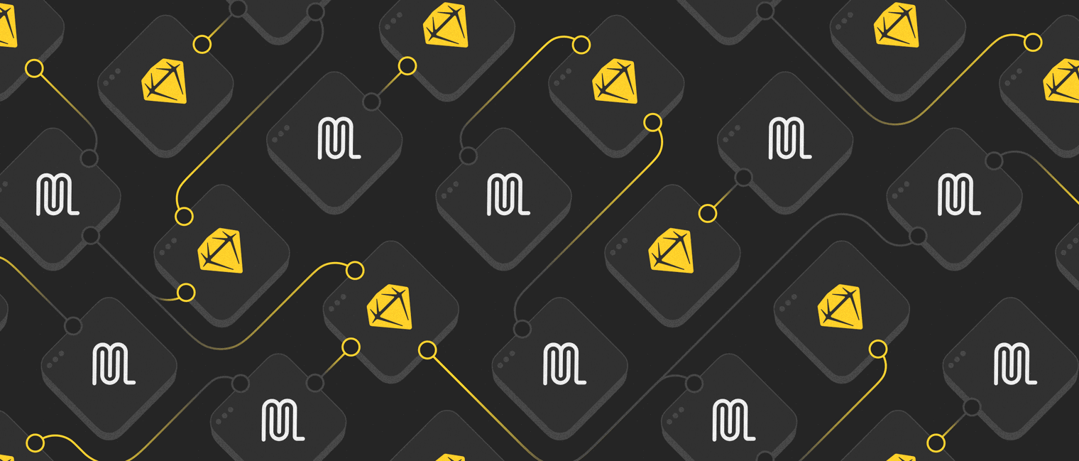 A stylized pattern illustration of MCP and Sketch logos