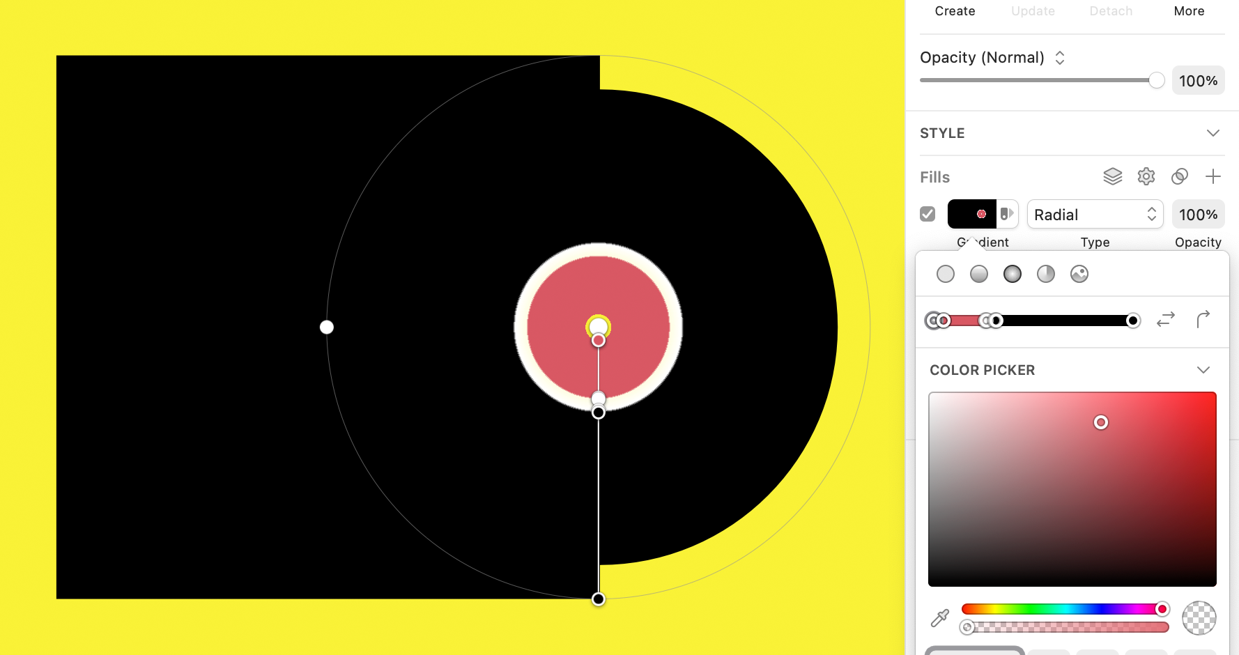 An image showing a shape layer in Sketch that portrays a vinyl record in its sleeve.