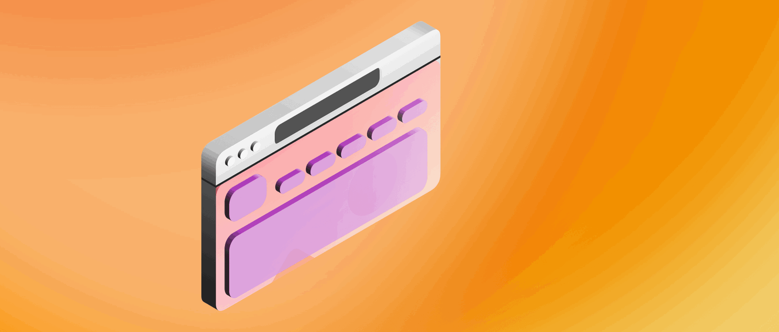 Video showing an animation of a parallax effect on a webpage over a yellow background.