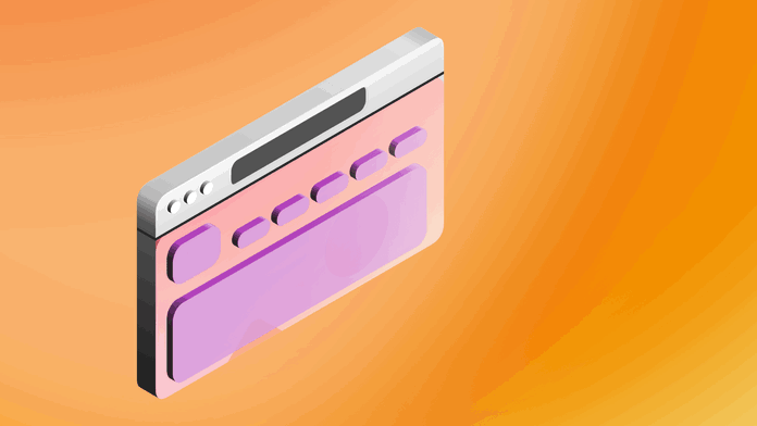 Video showing an animation of a parallax effect on a webpage over a yellow background.