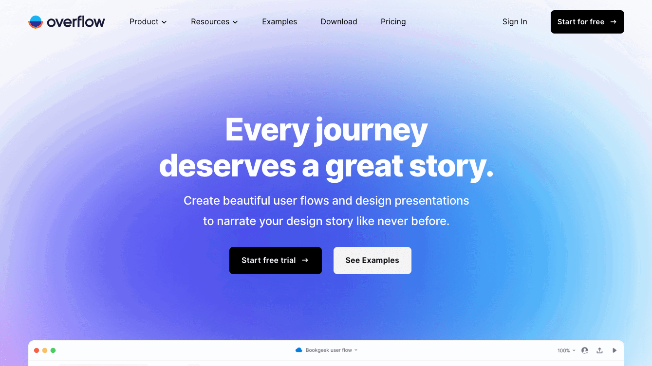 A screenshot of the Overflow homepage.