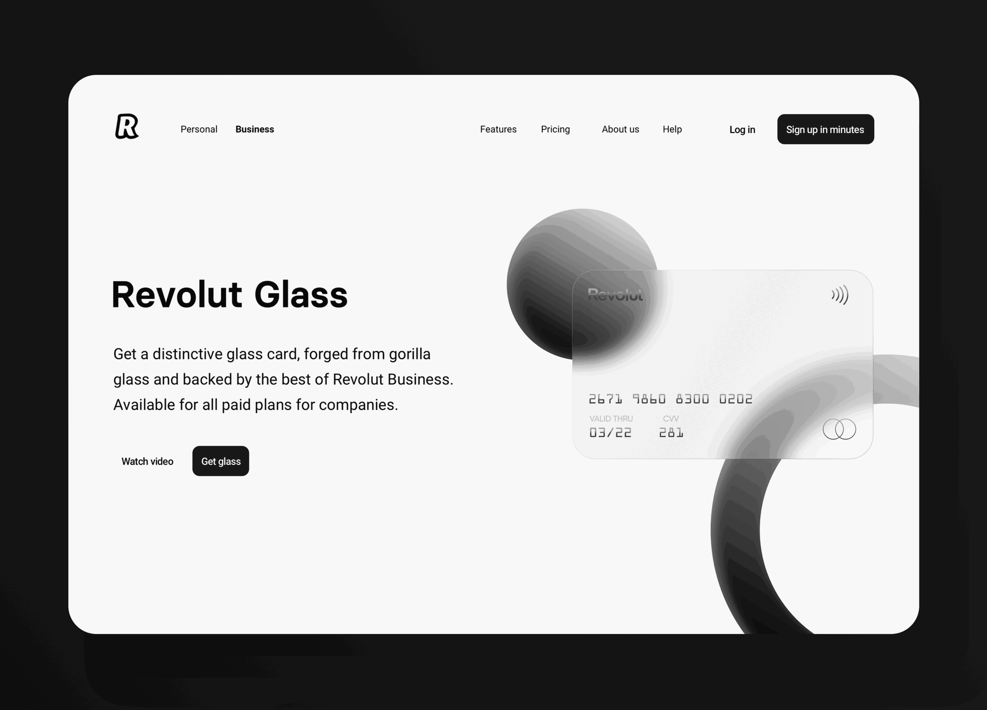 Image showing a mockup of Revolut Glass concept