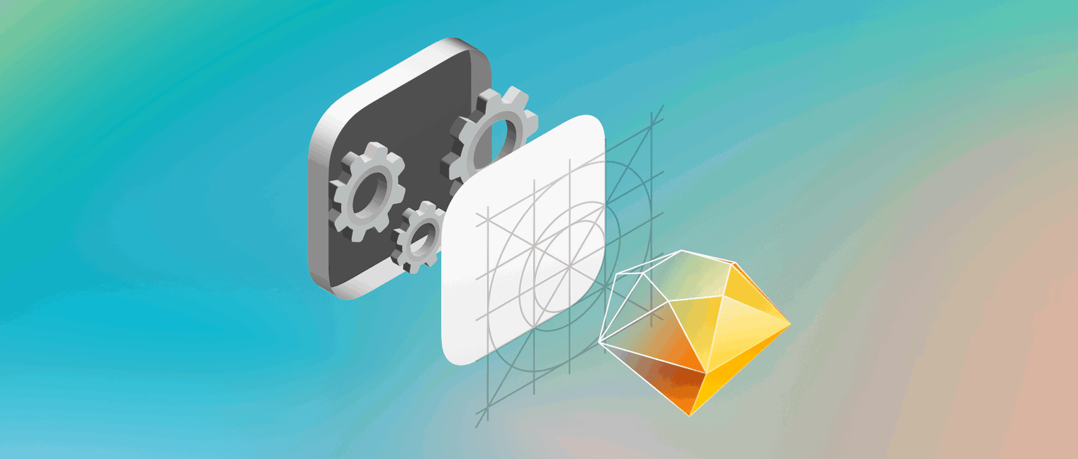 Illustration made in Sketch of the process of creating an iPhone app