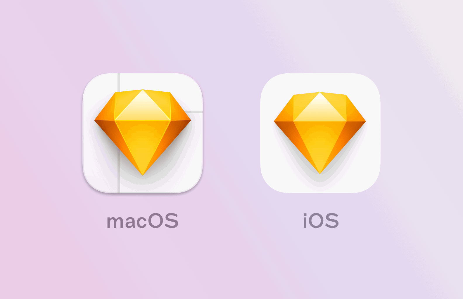 The Sketch Mac and iOS app icons, side by side
