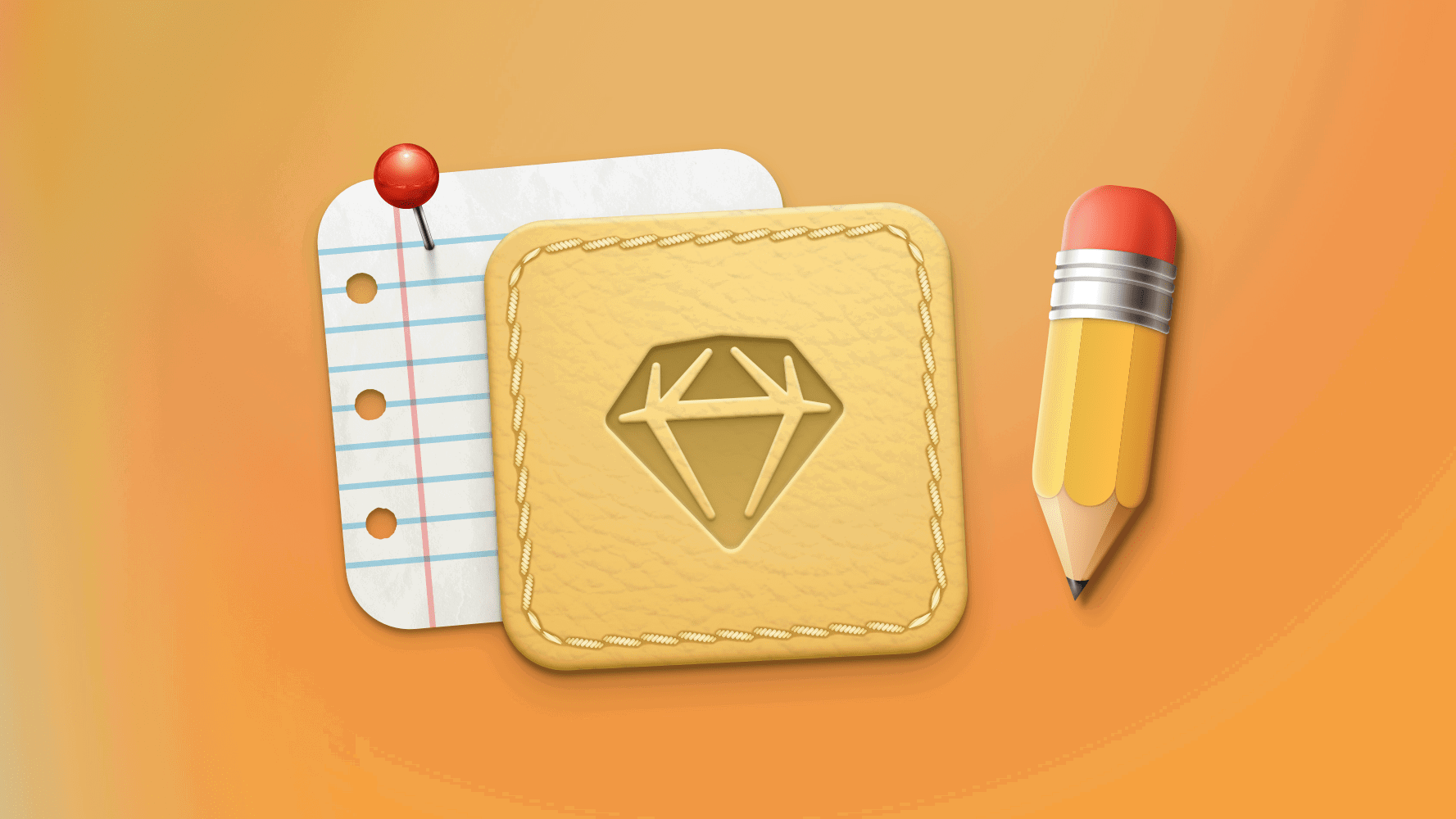 Skeuomorphism illustration done in Sketch