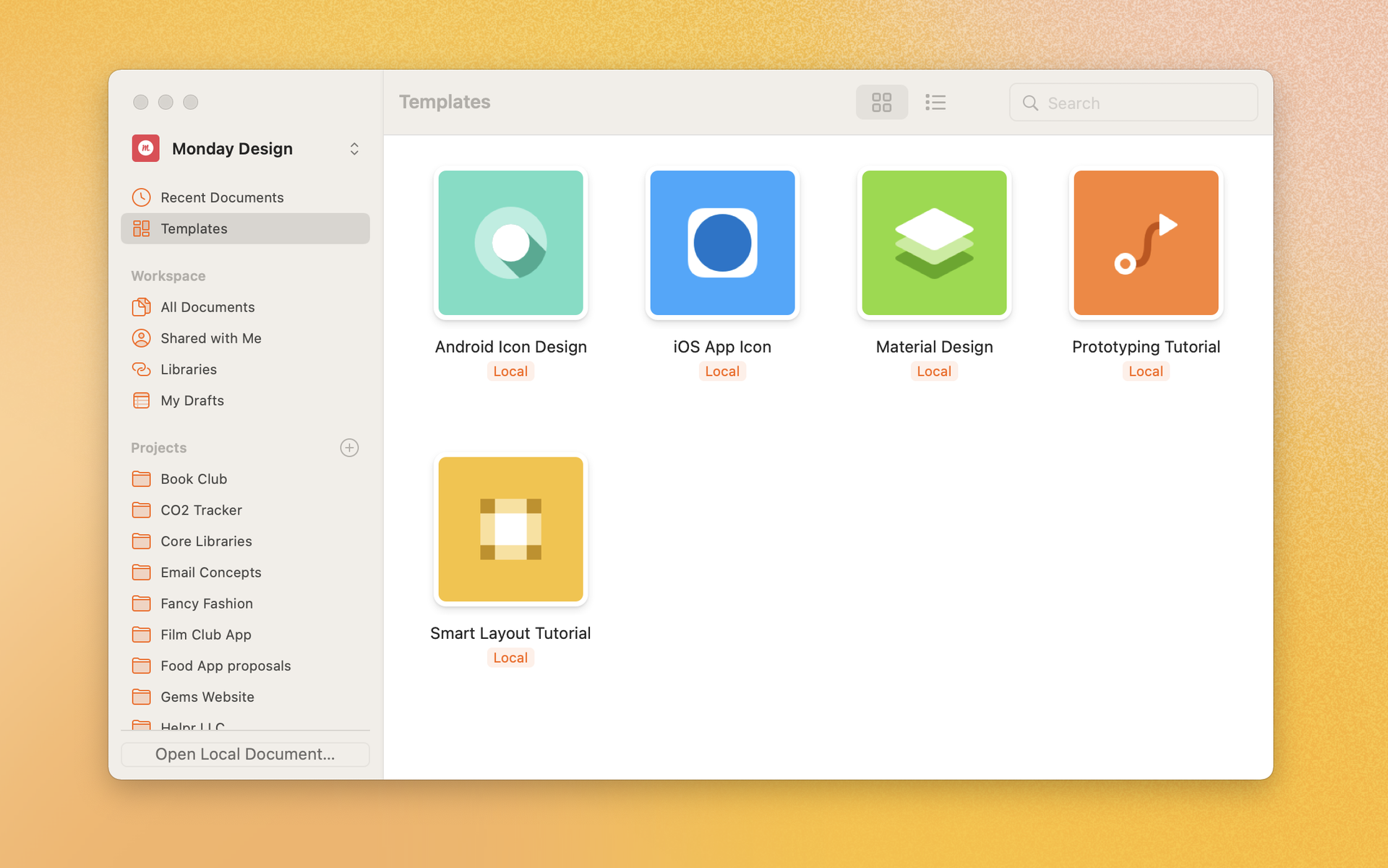 Image showing how templates in Sketch can help with Blank Page Syndrome.
