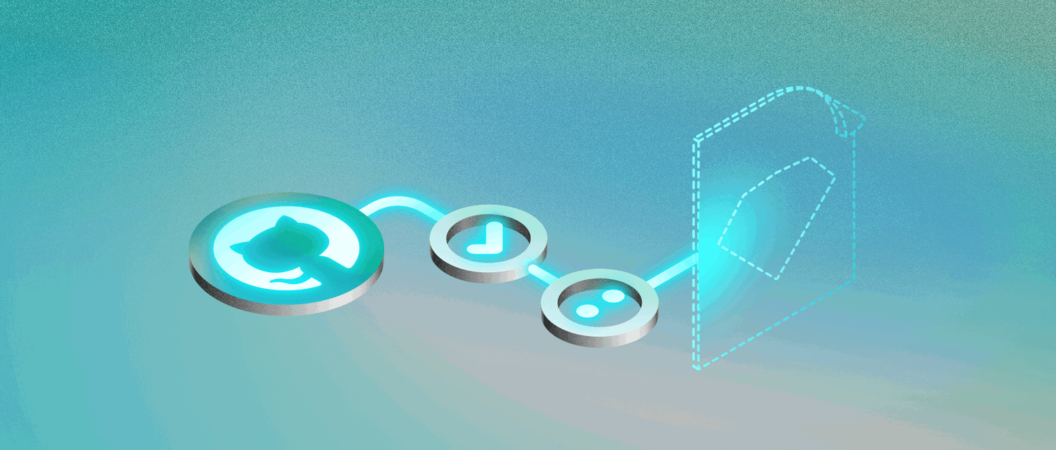Image showing a GitHub disc connecting to a Sketch document over a teal background.