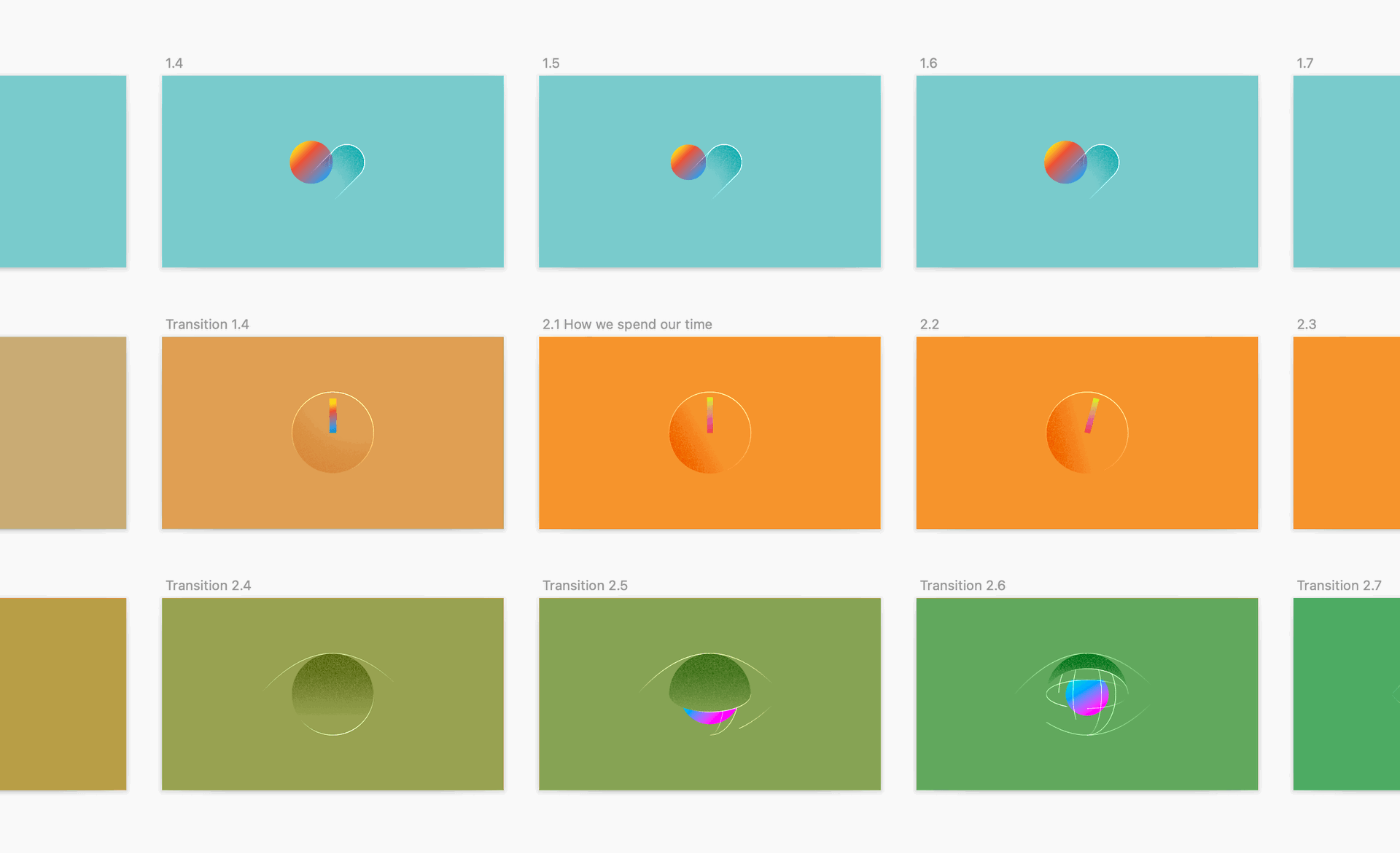 An early storyboard of Prekesh’s first idea, with each frame made in Sketch