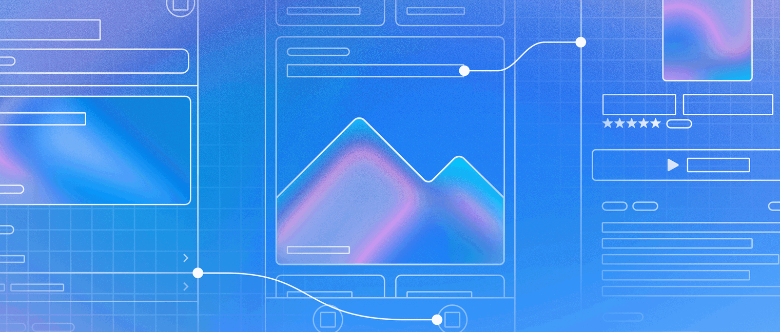 Image showing wireframe examples of a blue background.