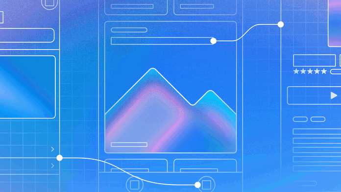 Image showing wireframe examples of a blue background.