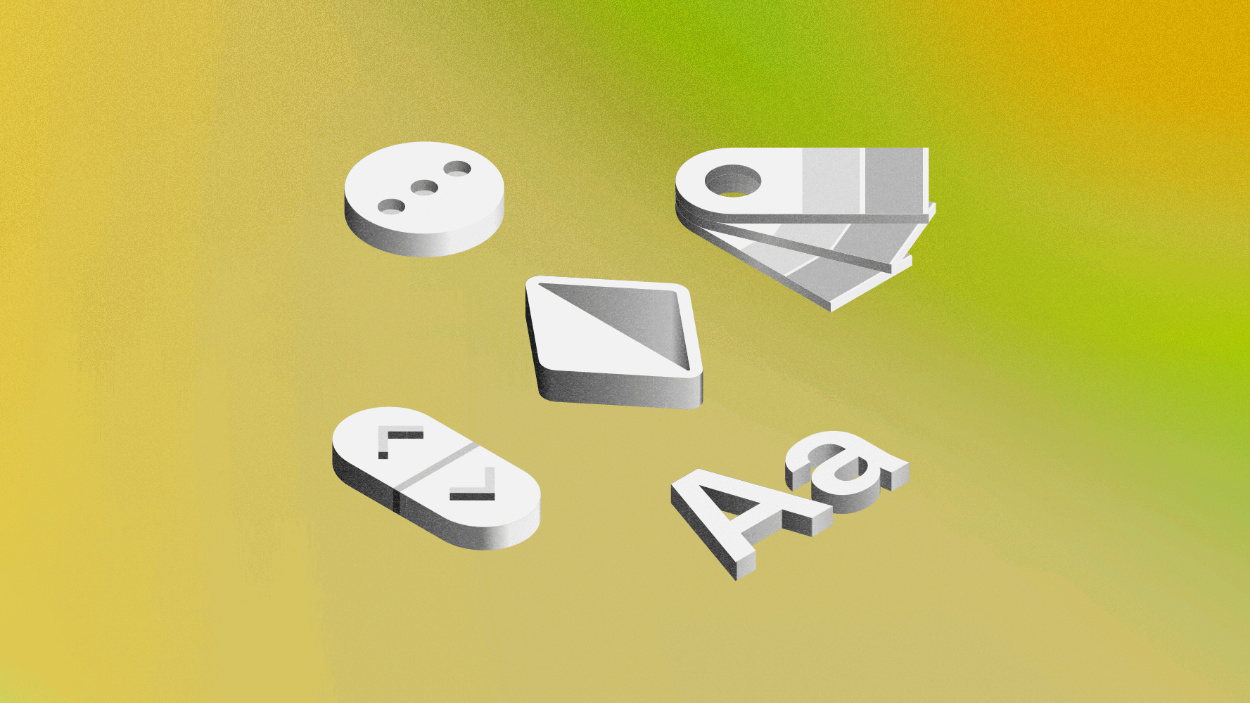 An illustration showing different isometric icons on a green background